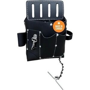Black Leather Electrician Tool Pouch, Waterproof, Pro-Grade, Neuf Made in Canada